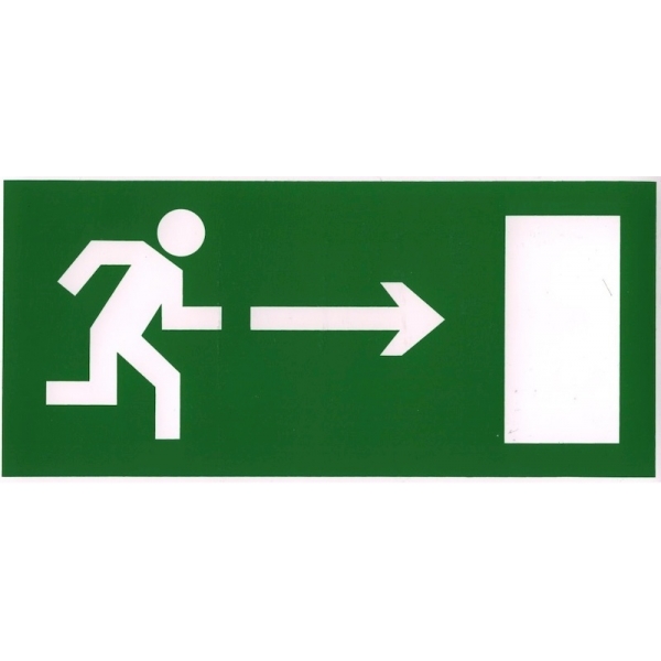 Пожарный знак "Направление к эвакуационному выходу направо" (E03)